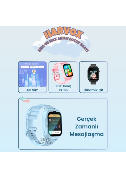 Hx Kids 4g Max Sim Kartlı Harvox Akıllı Çocuk Saati Gps Konum Takibi Görüntülü Konuşma 4g Destekli