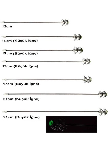 Kalamar Iğnesi Tel STANDART-21CM (Küçük Iğne) modelleri