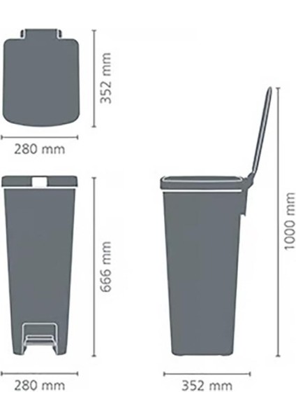 Gri Büyük Boy 40 Lt Plastik Çöp Kovası BKM DİZAYN fırsatları