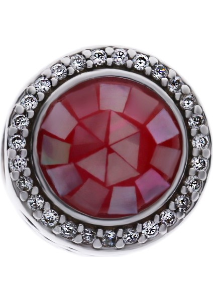 Kadın Kırmızı Renk Taşlı Gümüş Charm fiyatları