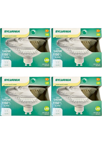 13W (140W) 3000K (Sarı Işık) GU10 Duylu Dim Edilebilir LED Spot Ampul (4 Adet)