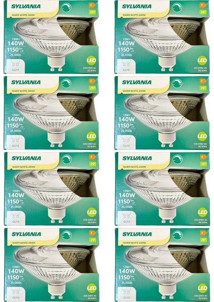 13W (140W) 3000K (Sarı Işık) GU10 Duylu Dim Edilebilir LED Spot Ampul (8 Adet)