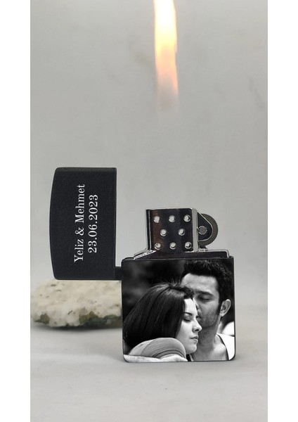 Kişiye Özel Resimli Gazlı Kaliteli Zippo Çakmak Resim & Yazı & Logo Yapılan Siyah