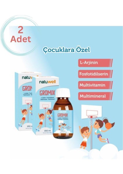 Gromix L-Arjinin Fosfotidilserin Multivitamin Şurup 150ML 2 Li Paket