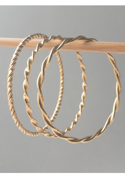 Altın Kaplama 3'lü Çelik Bilezik Seti (20cm-6,5cm), Şık ve Dayanıklı Tasarım fiyatları