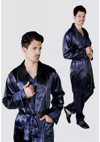 333 3lü Saten Sabahlık ve Saten Pijama Takım