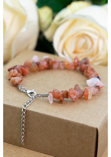 Akik Taşı Kırık Doğal Bileklik, Kahverengi, Materyal Doğal Taş, Şık ve Doğal Tasarım