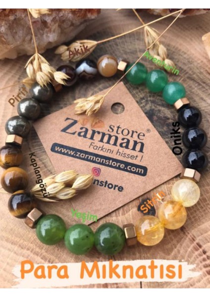 Bolluk ve bereket getiren doğal taş bileklik, kahverengi renk seçeneğiyle.