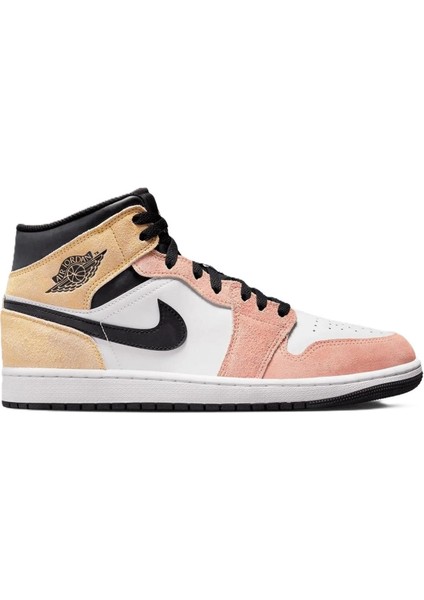 Air Jordan 1 Mid Se Erkek Sneaker Hakiki Deri Bilekli Spor Ayakkabı Beyaz