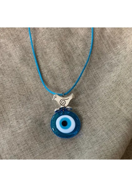 El Yapımı Murano Cam Nazar Boncuğu ve Kuş Detaylı Kolye modelleri
