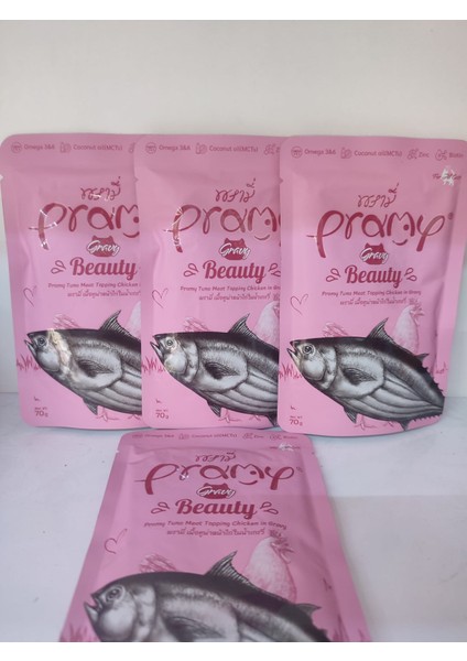 Beauty Sosiçinde Ton Balıklı Vetavuklu Yaş Mama 70 gr x 4 Adet