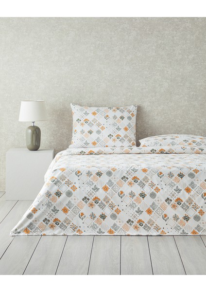 Vintage Argyle Pamuklu King Size Nevresim Seti Yeşil-Sarı