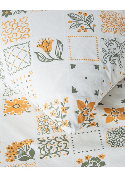 Vintage Argyle Pamuklu King Size Nevresim Seti Yeşil-Sarı fırsatları