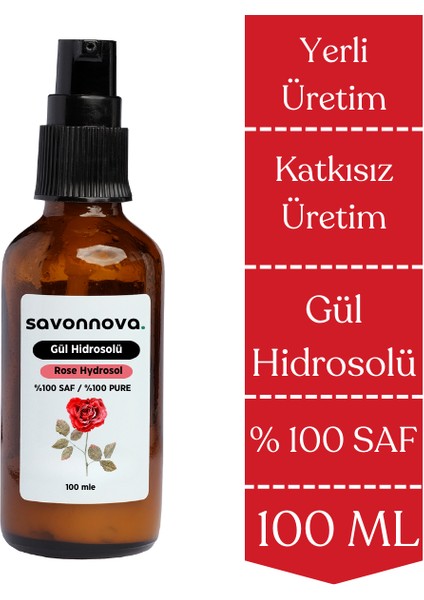%100 Saf Gül Suyu Doğal Tonik Hidrosolü
