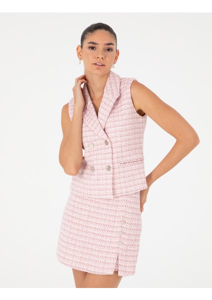 Kadın Pembe Slim Fit Yelek 50282081-VR041
