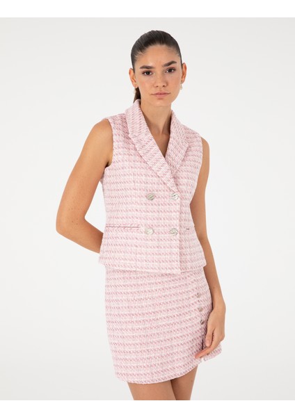 Kadın Pembe Slim Fit Yelek 50282081-VR041