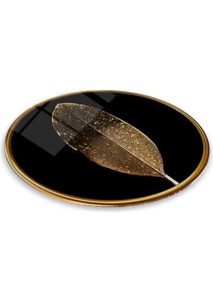 Gold Tüy Yuvarlak Cam Tablo | Hediyelik, Dekoratif, Ofis, Mutfak