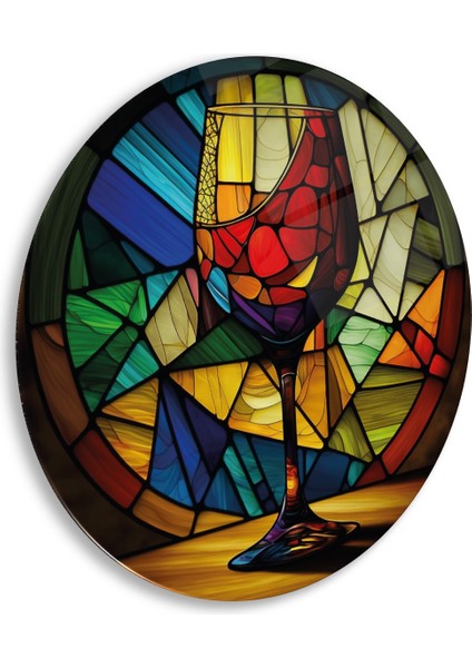 Vitray Kadeh Yuvarlak Cam Tablo | Hediyelik, Dekoratif, Ofis, Mutfak