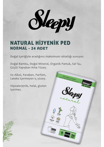 Natural Hijyenik Ped Normal 24 Adet 17 Al 15 Öde ve Doğal Islak Mendil 50 Li