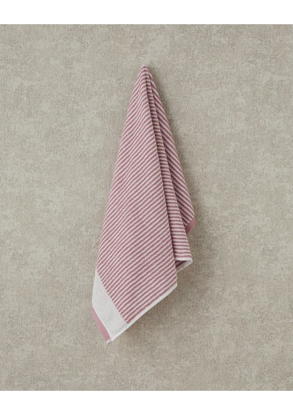 Ornate Stripe Pamuklu Ipliği Boyalı Yüz Havlusu Ekru - Pembe