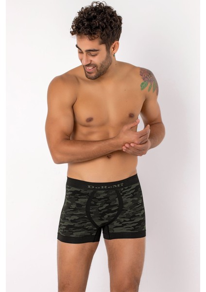 Erkek Boxer Hava Geçirgen Dokuma Kumaşla 1 Adet Kamuflaj Desenli