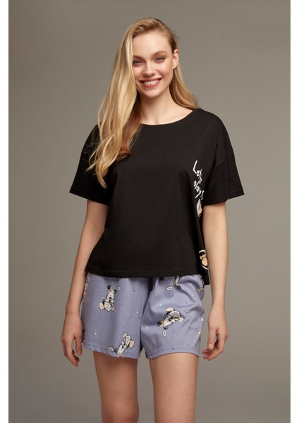 Pamuk Oversize Şortlu Kadın Pijama Takımı | Homewear From 100% Cotton