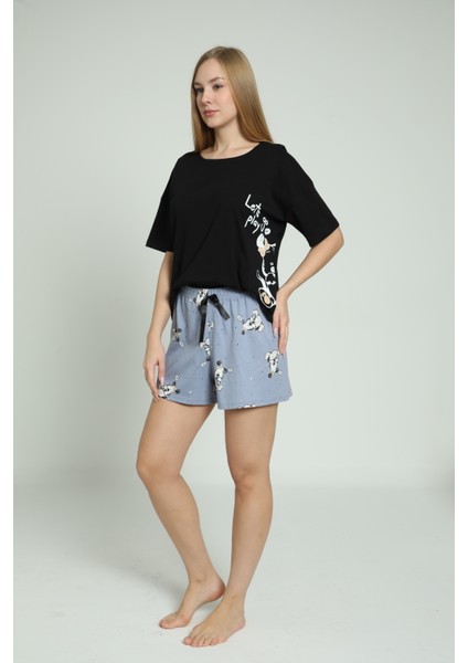 Pamuk Oversize Şortlu Kadın Pijama Takımı | Homewear From 100% Cotton
