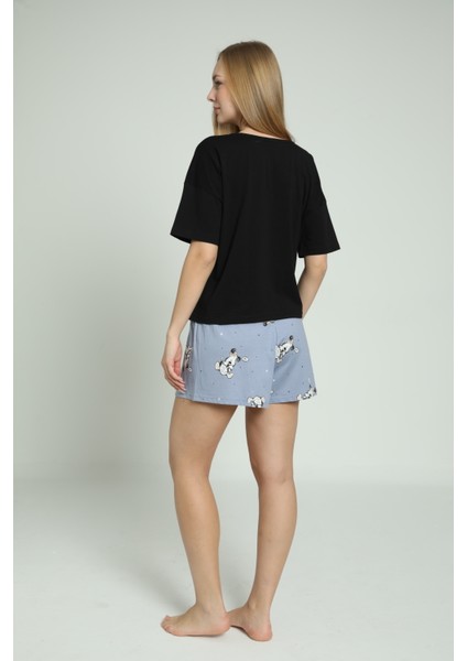 Pamuk Oversize Şortlu Kadın Pijama Takımı | Homewear From 100% Cotton