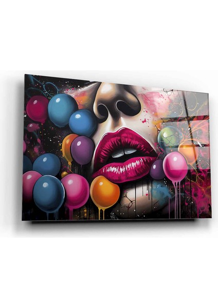 Pop Art Kadın Cam Tablo | Hediyelik, Dekoratif, Ofis, Mutfak