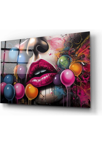 Pop Art Kadın Cam Tablo | Hediyelik, Dekoratif, Ofis, Mutfak
