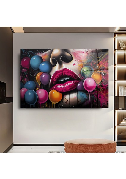 Pop Art Kadın Cam Tablo | Hediyelik, Dekoratif, Ofis, Mutfak