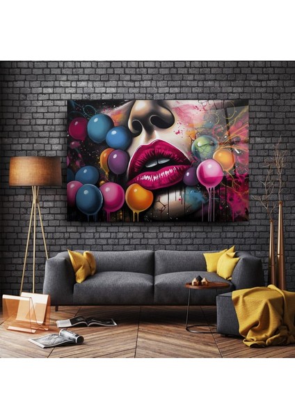 Pop Art Kadın Cam Tablo | Hediyelik, Dekoratif, Ofis, Mutfak