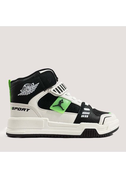 King Uzun Flt Ayakkabı Siyah-Yeşil