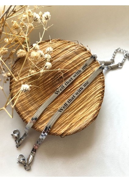 Italia Çelik Yazılı Çift Bileklik (Well That With Me) fiyatları