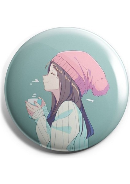 Major Selection Çay Içen Kukuletalı Kız Iğneli Çanta Rozeti