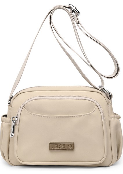 Çapraz Askılı Çanta Taşınabilir Yüksek Yoğunluklu Su Geçırmez Naylon Kumaş Modaya Uygun Stil, Bej (Yurt Dışından)