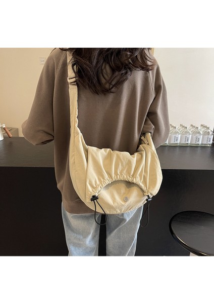 Çapraz Askılı Çanta Taşınabilir Yüksek Kaliteli Naylon Kumaş Düz Renk Stili, Bej (Yurt Dışından) modelleri