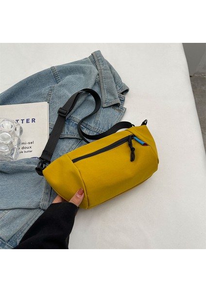 Çapraz Askılı Çanta Taşınabilir Sağlıklı Kanvas Kumaş Kaliteli Işçılik Rahat Tarz, Sarı (Yurt Dışından)