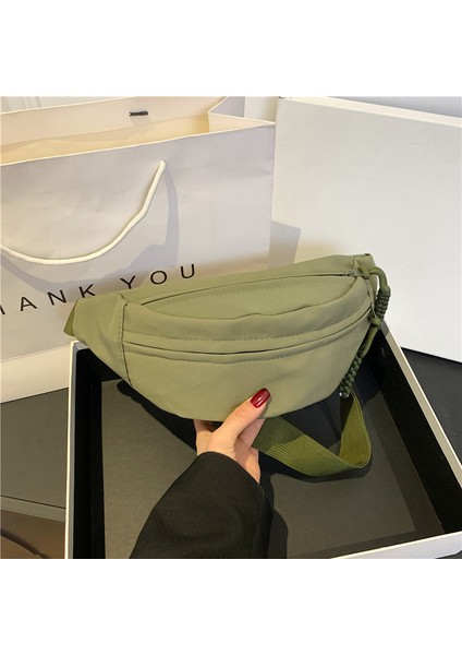 Çapraz Askılı Çanta Taşınabilir Yüksek Kaliteli Aşınmaya Dayanıklı Naylon Kumaş Düz Renk Basit Stil, Yeşil (Yurt Dışından)