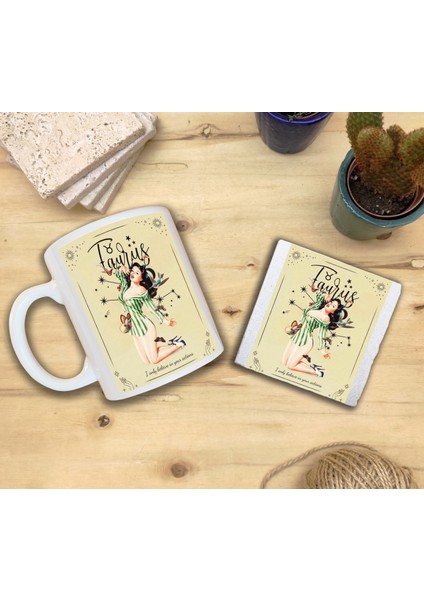 Burçlar/boğa Burcu Set 8 - Standart Kupa-Taş Bardak Altlığı 1