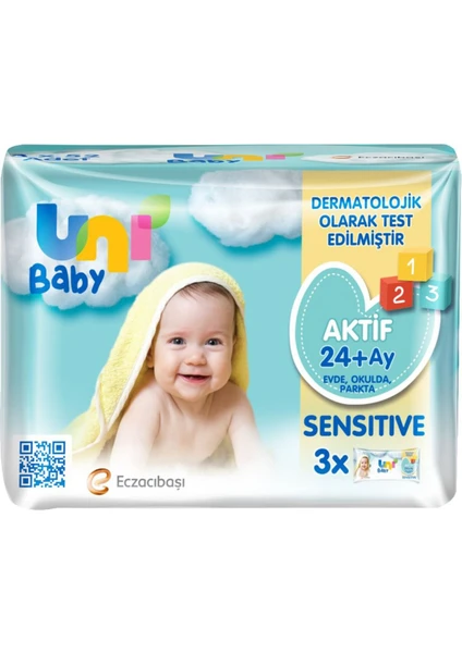 Uni Baby Aktif Sensitive Bebek Islak Mendil 24+ Ay 3x52 Adet