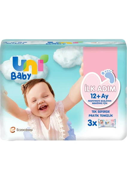 Uni Baby İlk Adım Bebek Islak Mendil 12+ Ay 3x52 Adet