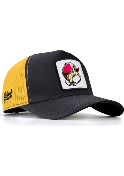 V1 Trucker Sincap - 1 Kod Logolu Unisex Koyu Antrasit-Sarı Şapka (Cap)