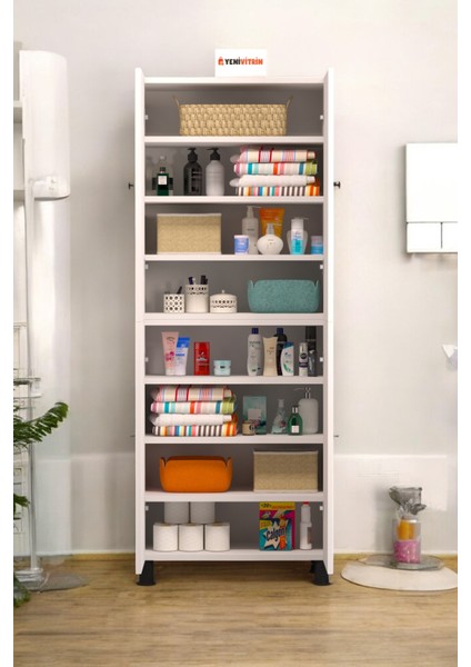 %100 Mdf 8 Raflı 4 Kapaklı Çok Amaçlı Mutfak/banyo Dolabı