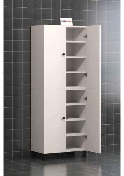 %100 Mdf 8 Raflı 4 Kapaklı Çok Amaçlı Mutfak/banyo Dolabı