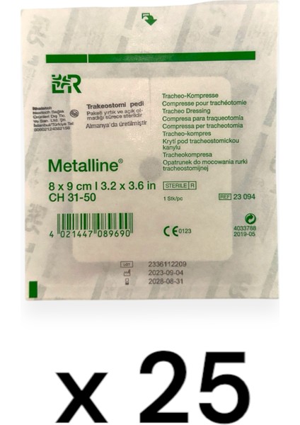 Metalline Trakeostomi Kanül Pedi 8 x 9 cm 25 Adet