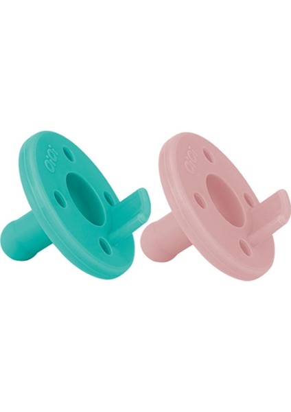 Ortodontik Silikon 2 li Emzik - Aqua Green - Pinky Pink