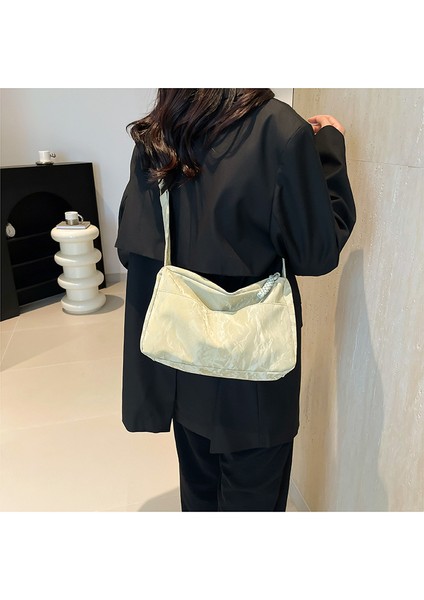 Çapraz Askılı Çanta Taşınabilir Yüksek Yoğunluklu Pu Kumaş Sokak Stili, Siyah (Yurt Dışından) modelleri