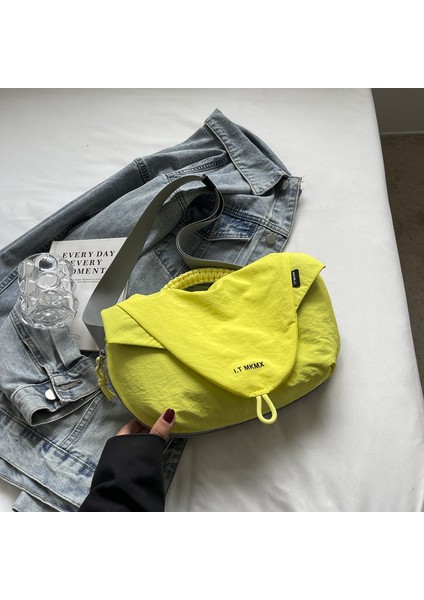 Çapraz Askılı Çanta Taşınabilir Yüksek Yoğunluklu Rahat Kanvas Malzeme , Sarı (Yurt Dışından)