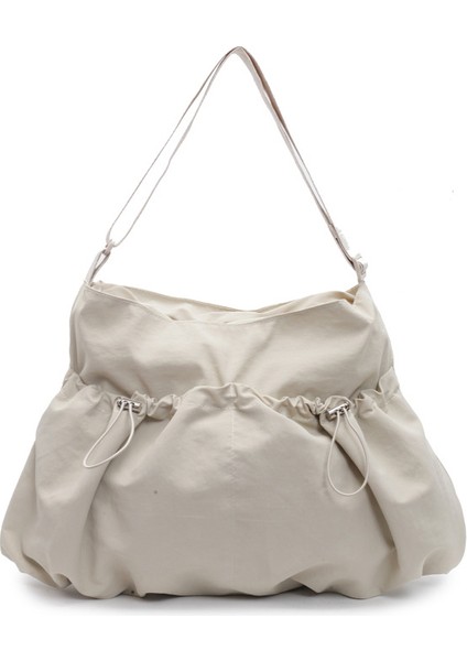 Çapraz Askılı Çanta Taşınabilir Yüksek Kaliteli Aşınmaya Dayanıklı Naylon Kumaş Basit ve Taze Stil, Beyaz (Yurt Dışından)